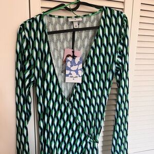 DVF Diane Von Furstenberg x Target Midi Arrow Geo Green Wrap Dress | NWT Size S